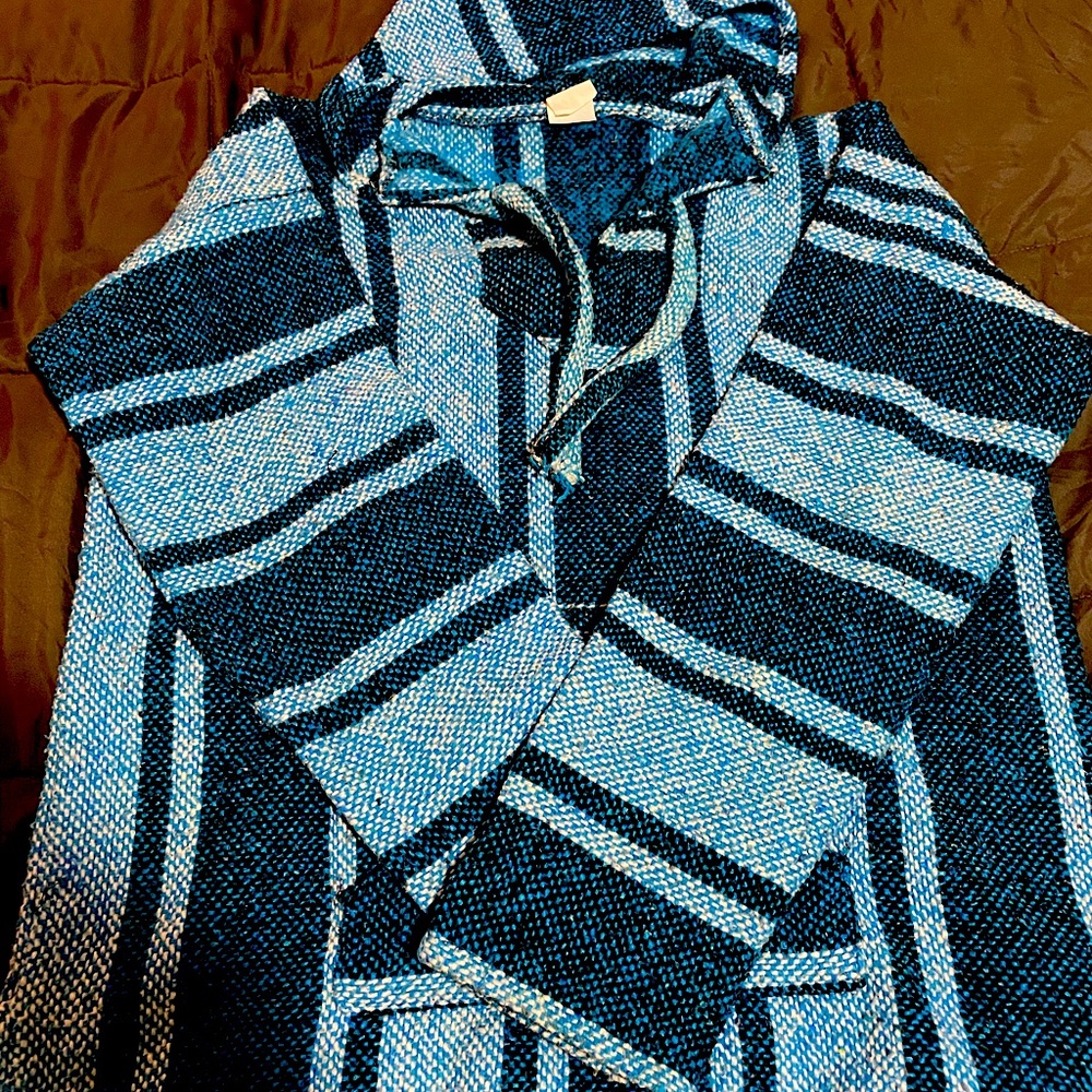 Mens pull over sweater with hoodie